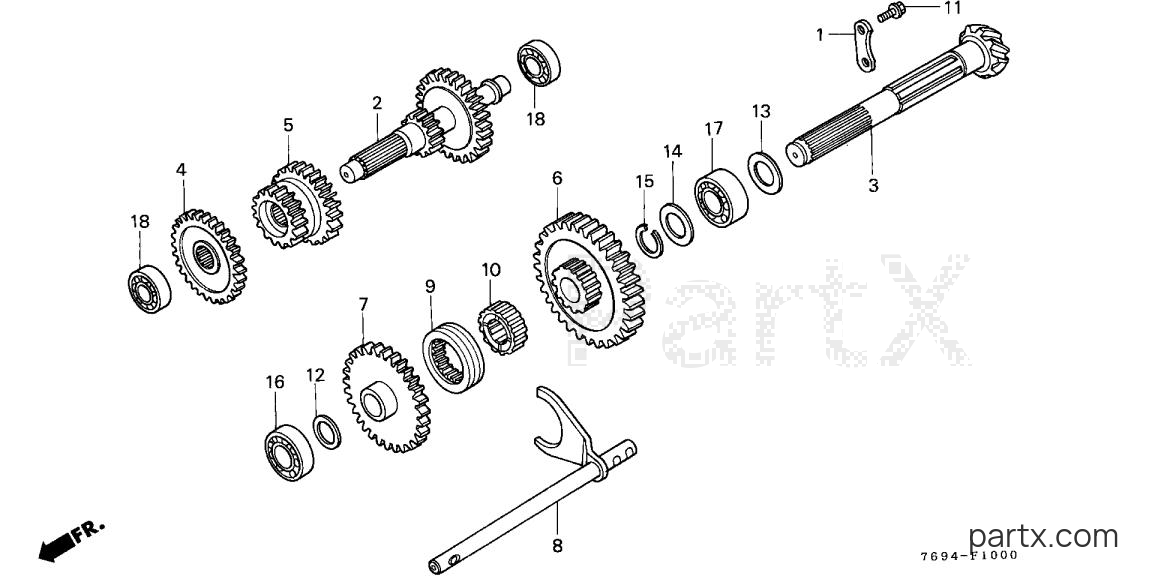 Honda H5518 AC2/A - 2WD LOWER COUNTERSHAFT