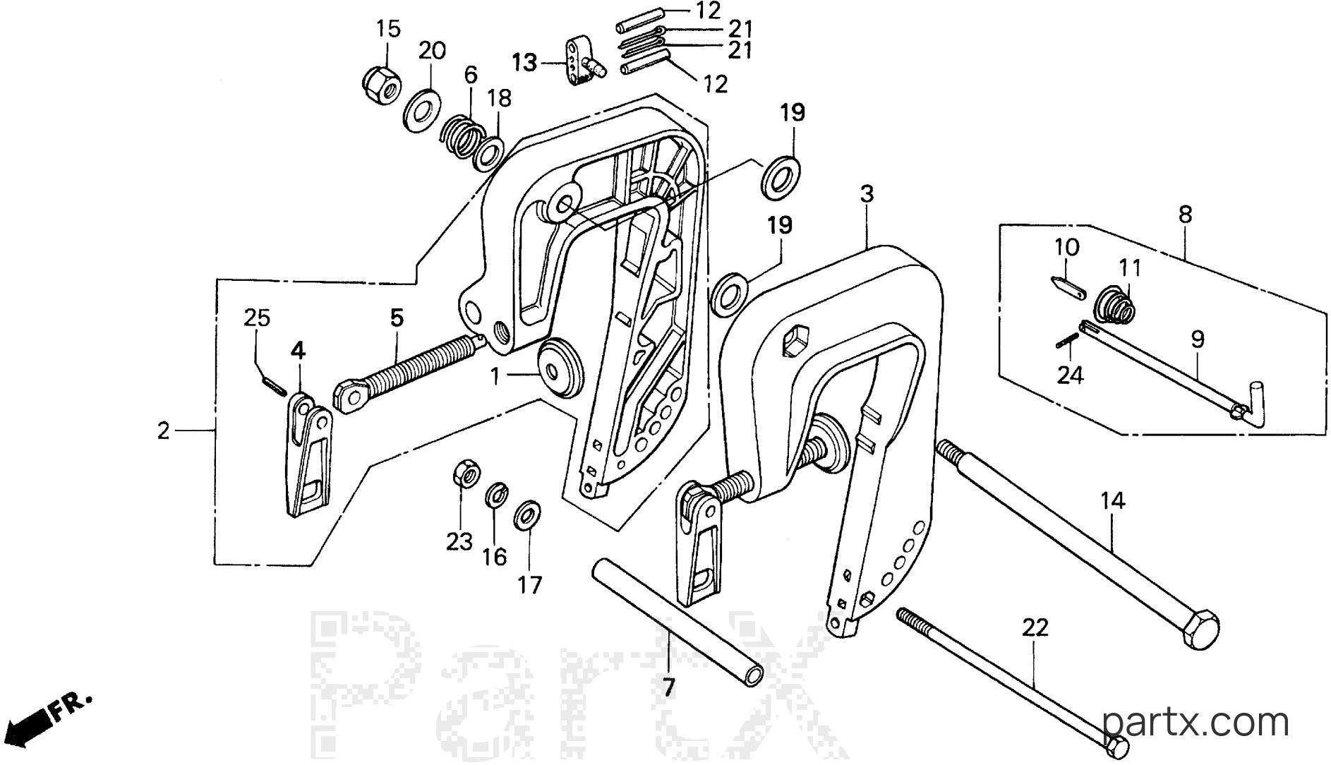 Honda BF8AW LA - STERN BRACKET