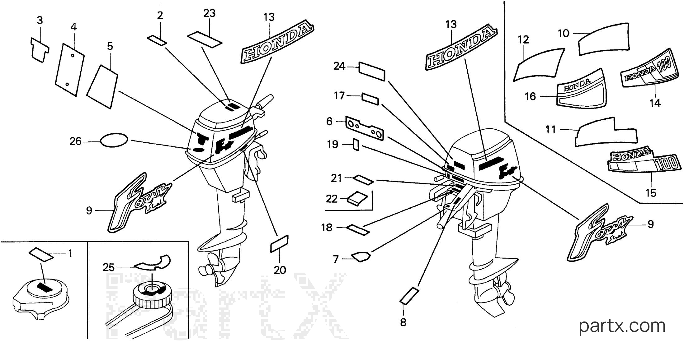 Honda BF75E SA - LABELS