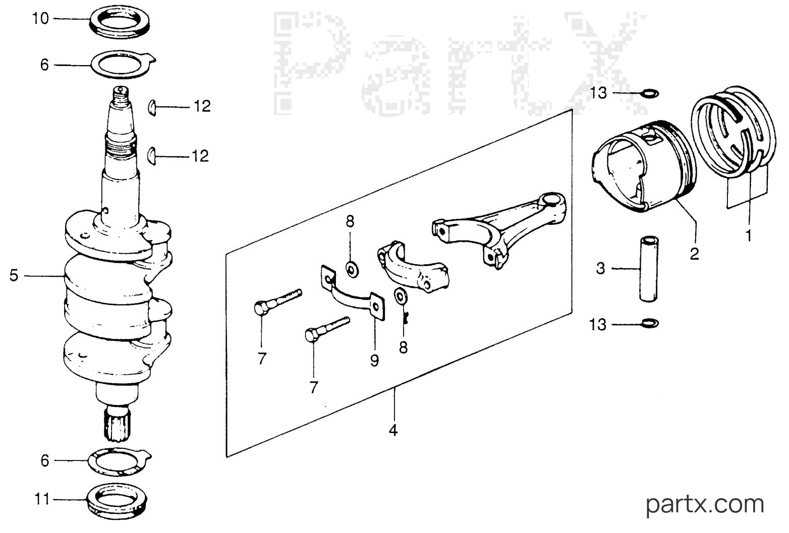 Honda BF75 SA - PISTON - CRANKSHAFT
