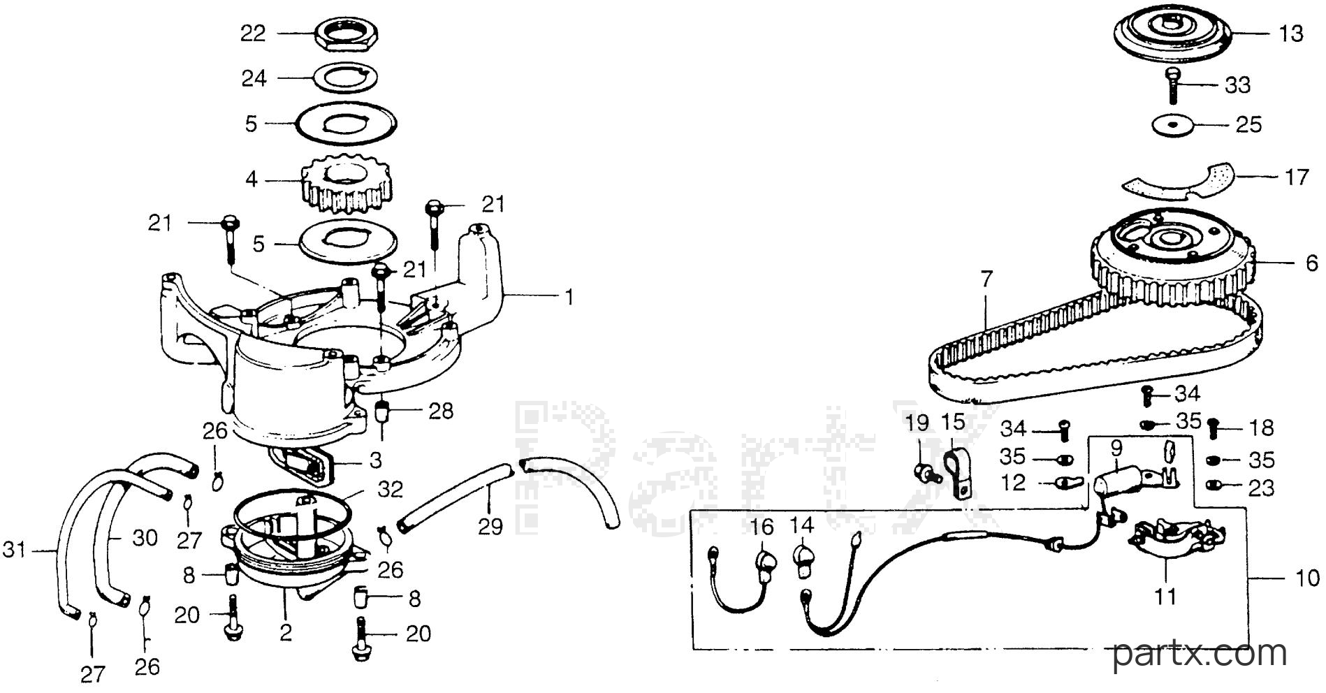Honda BF100 SA - STARTER CASE - CAM PULLEY - POINTS