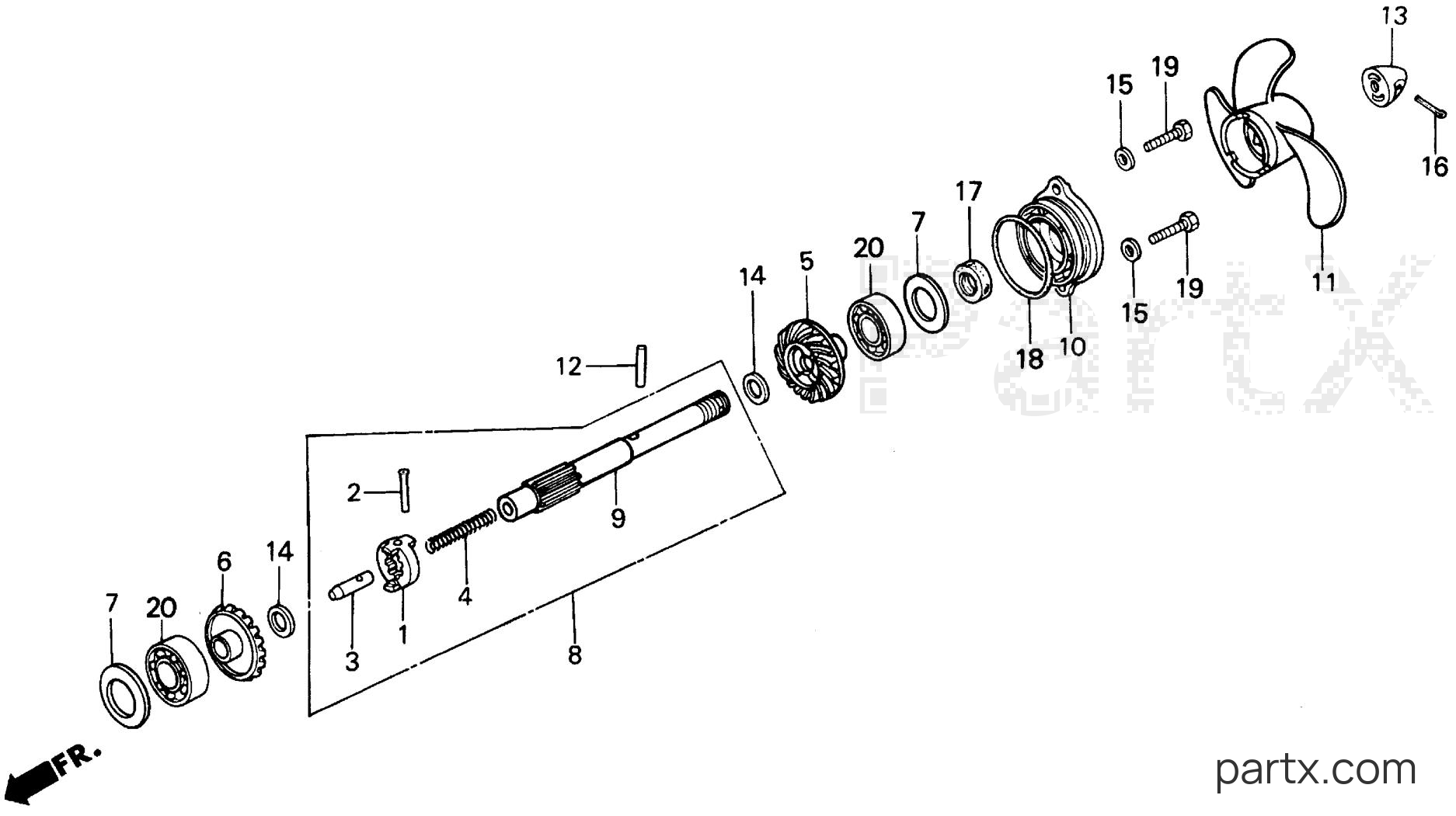 Honda BF5AW LA - PROPELLER SHAFT