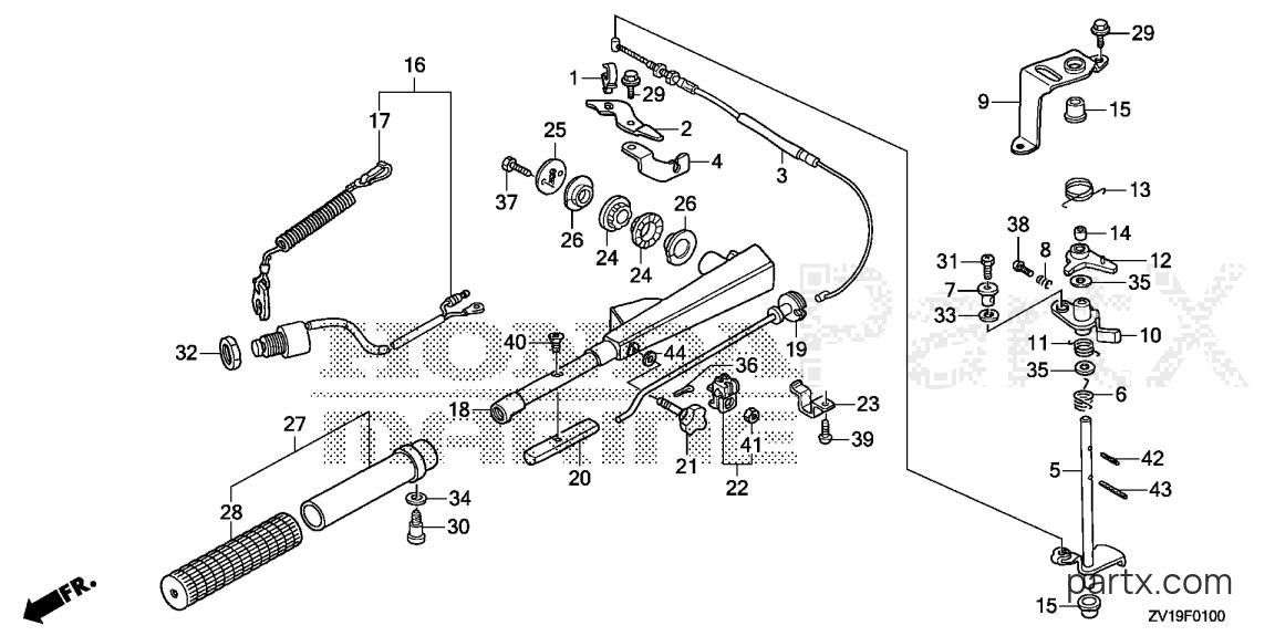 Honda BF5AK3 SA - HANDLEBAR