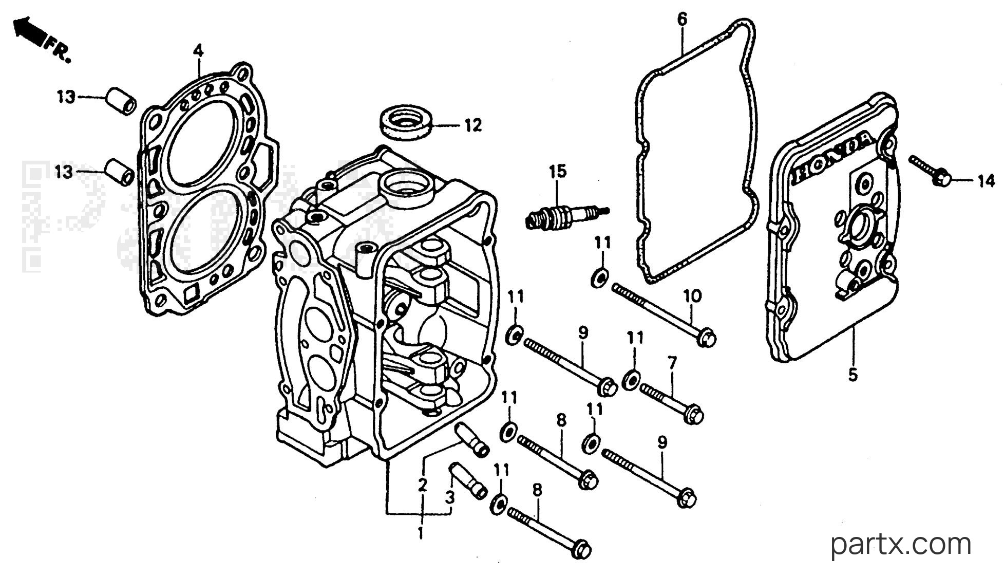 Honda BF15AM LAS - CYLINDER HEAD