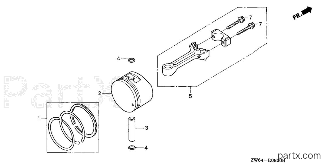 Honda BF2D3 SCAB - PISTON - CONNECTING ROD