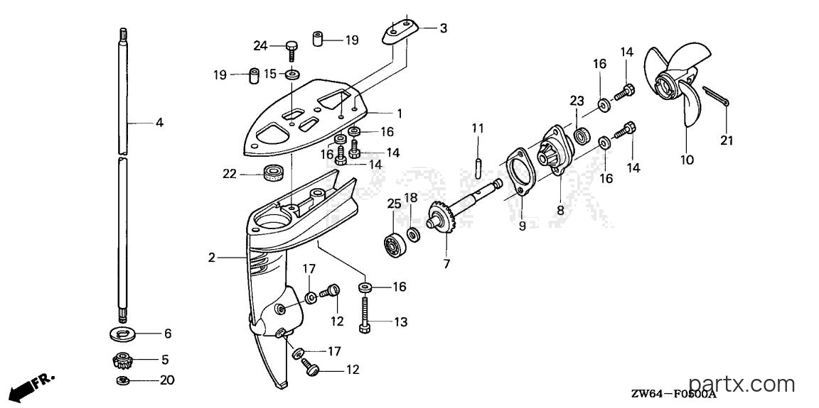 Honda BF2D3 LCHA - VERTICAL SHAFT - PROPELLER