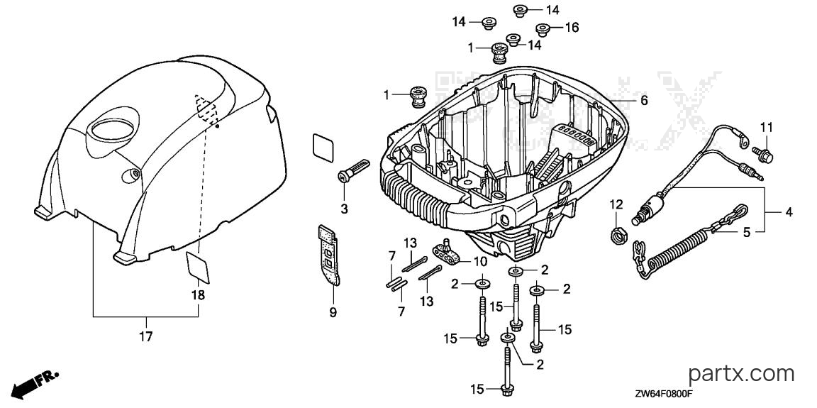 Honda BF2D6 SHA - ENGINE COVER