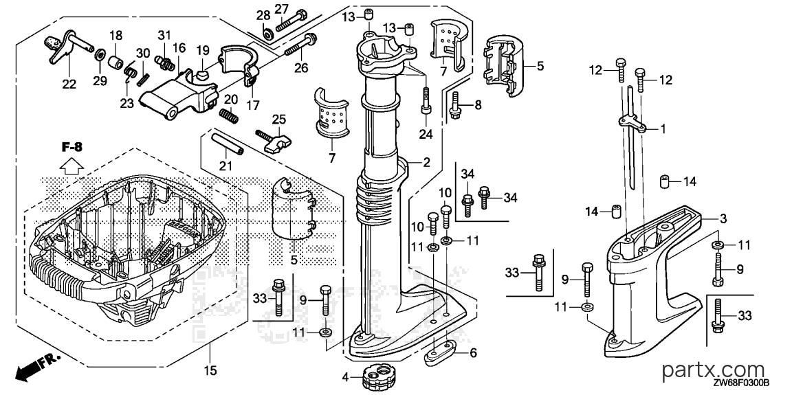 Honda BF2DK0 LCHA - EXTENSION CASE