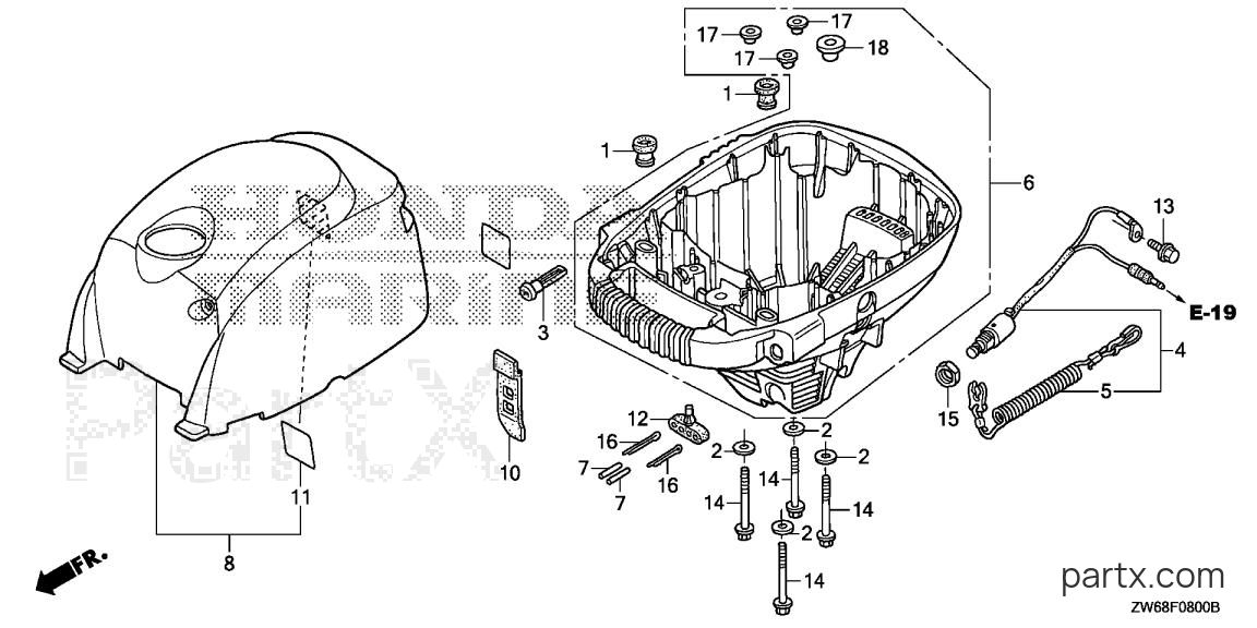 Honda BF2DK0 SCAB - ENGINE COVER