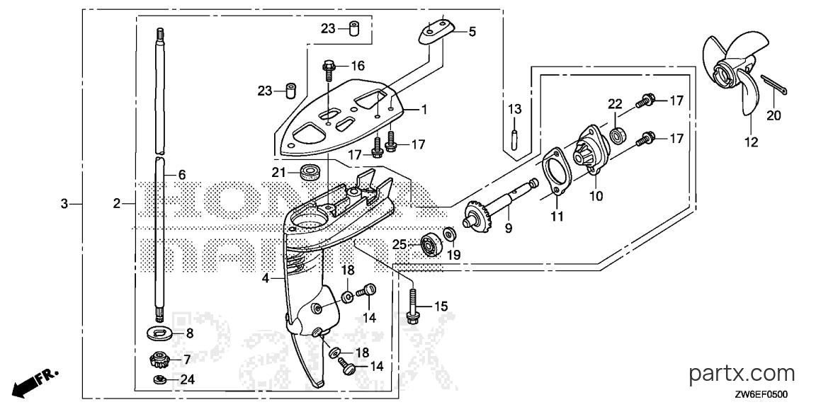 Honda BF2.3DK2 SCHA - GEAR CASE - PROPELLER