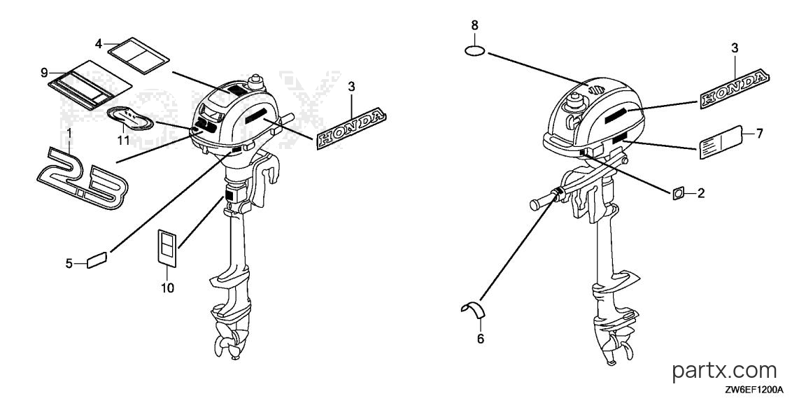 Honda BF2.3DK2 LCHA - LABEL