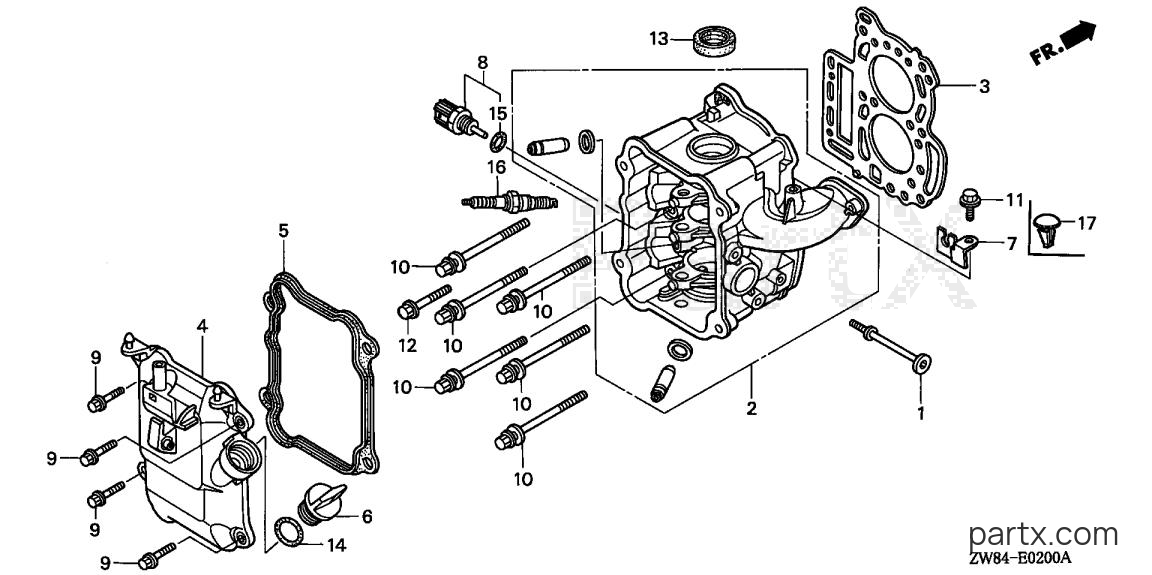 Honda BF9.9D1 LHSA - CYLINDER HEAD
