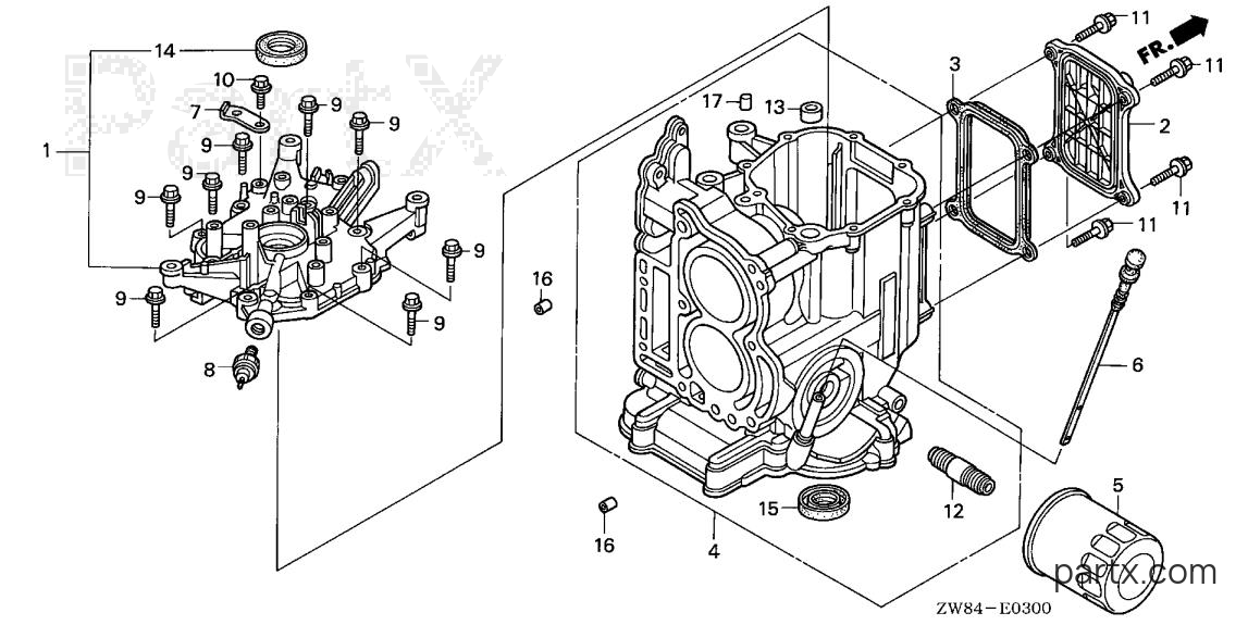 Honda BF8D1 LRA - CRANKCASE COVER