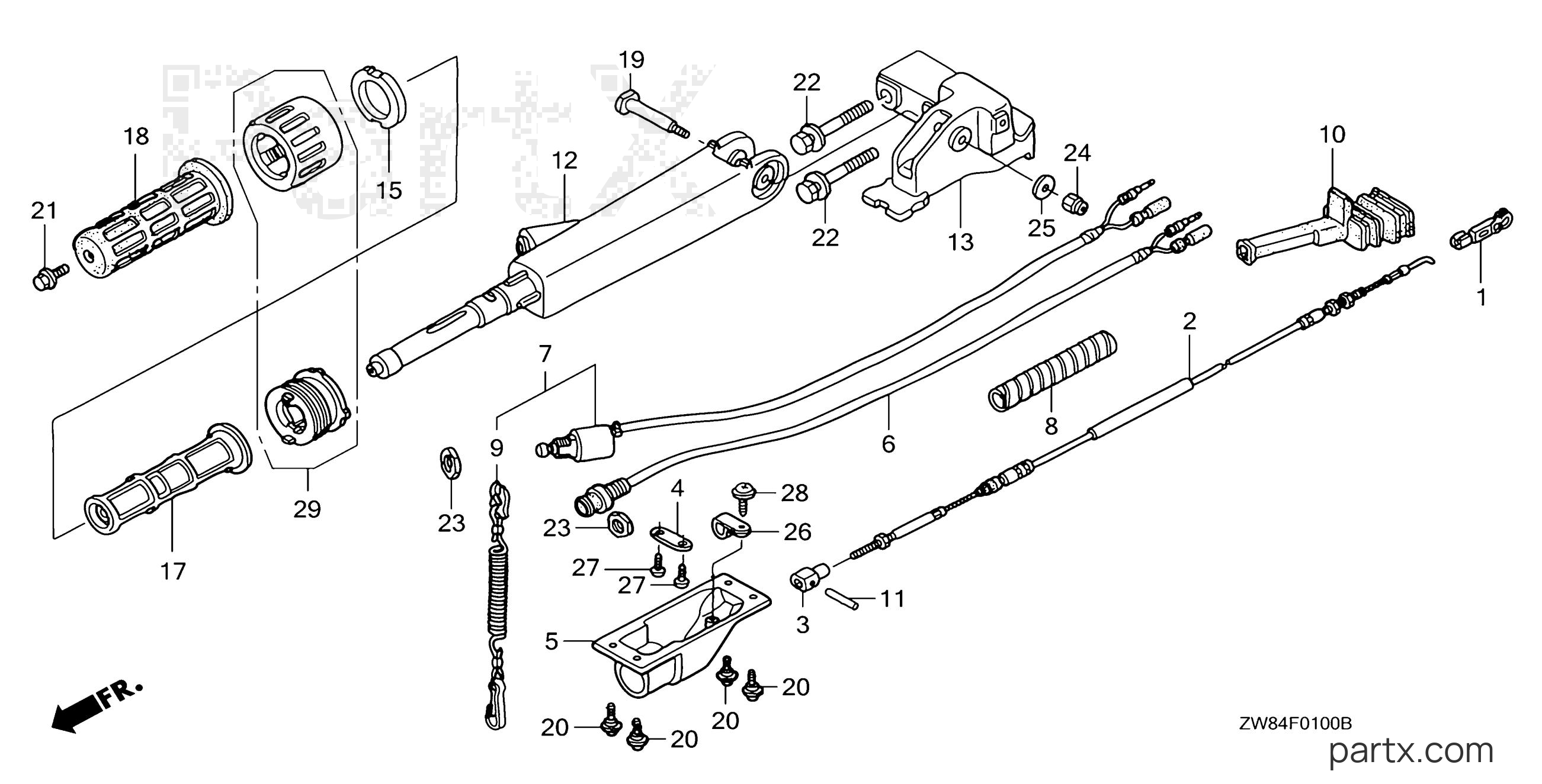 Honda BF9.9D1 LHSA - HANDLEBAR