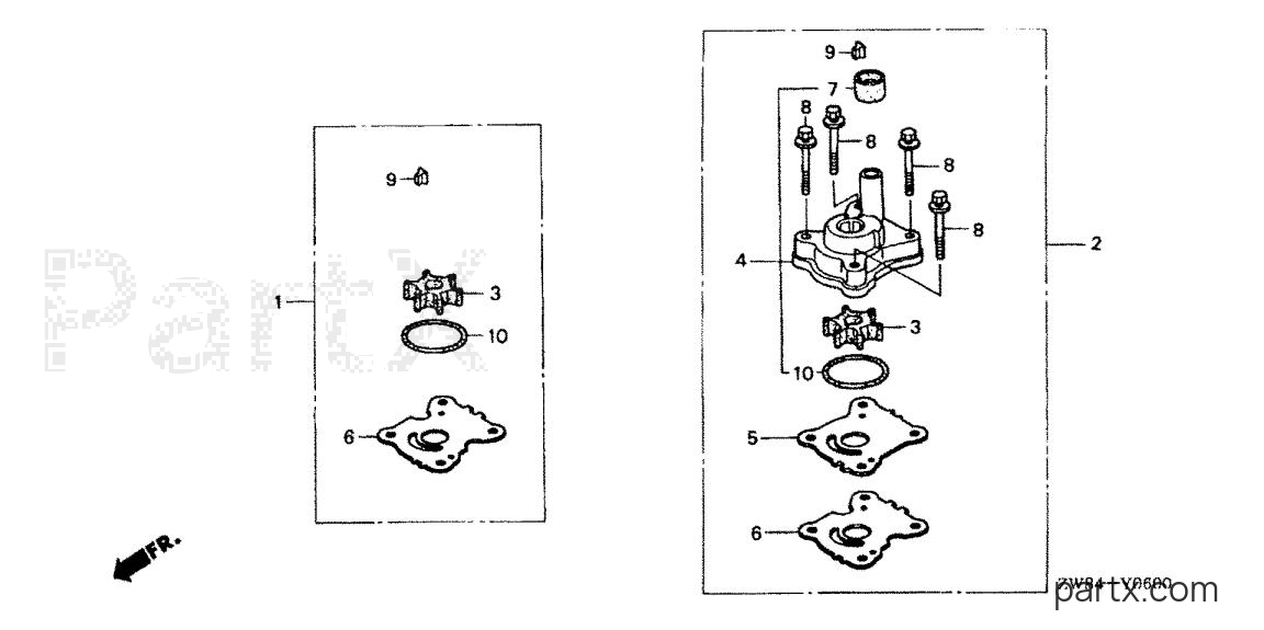 Honda BF9.9D2 LRA - PUMP IMPELLER KIT