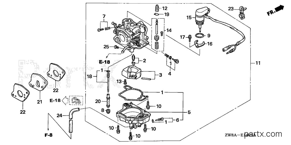 Honda BF8D6 LRA - CARBURETOR (AUTO)
