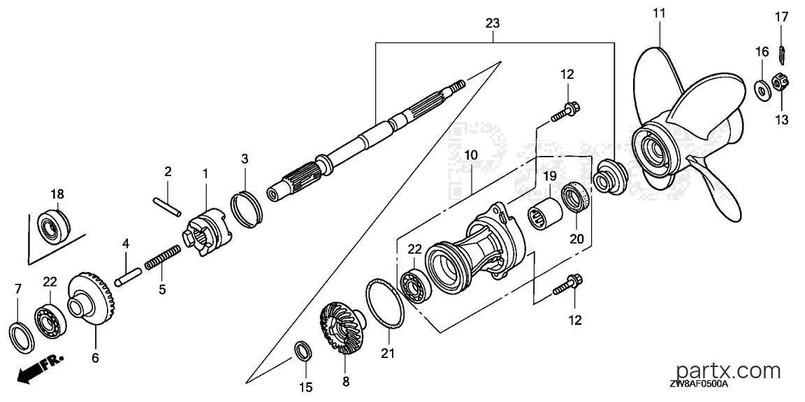 Honda BF9.9D5 SHSA - PROPELLER SHAFT - PROPELLER