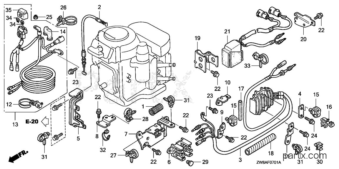 Honda BFP9.9D5 LRTA - REGULATOR - STARTER CABLE (2)