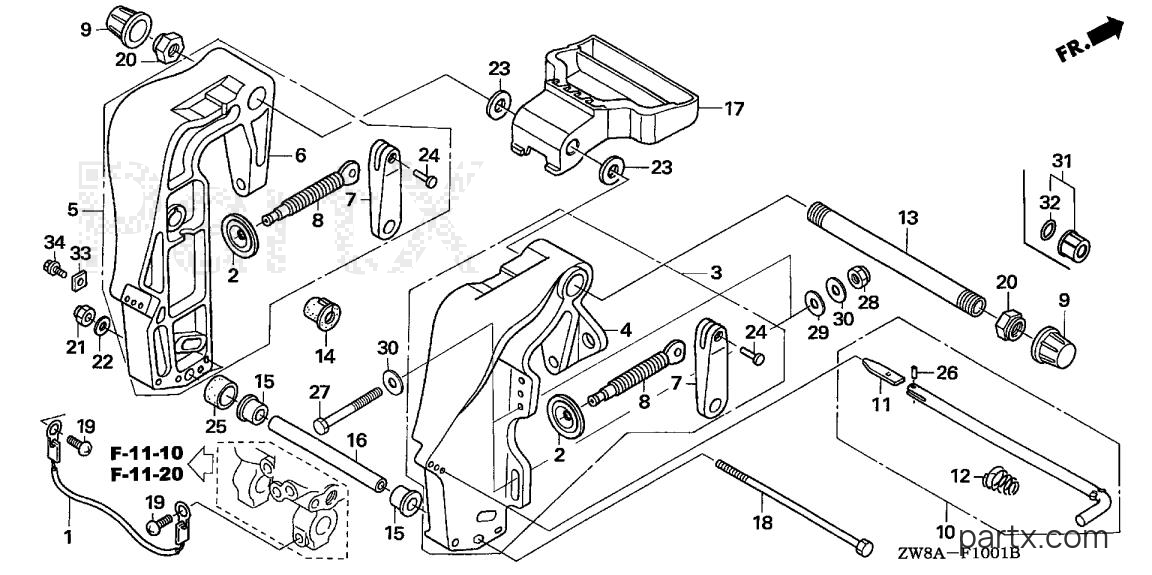 Honda BFP9.9D6 LRTA - STERN BRACKET (2)