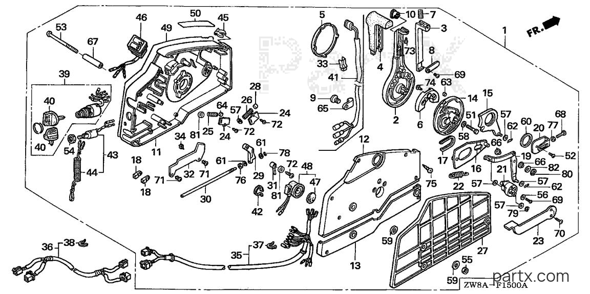 Honda BF8D6 LRA - REMOTE CONTROL (HI-LEX) (HANDLE CAP = GRAY)