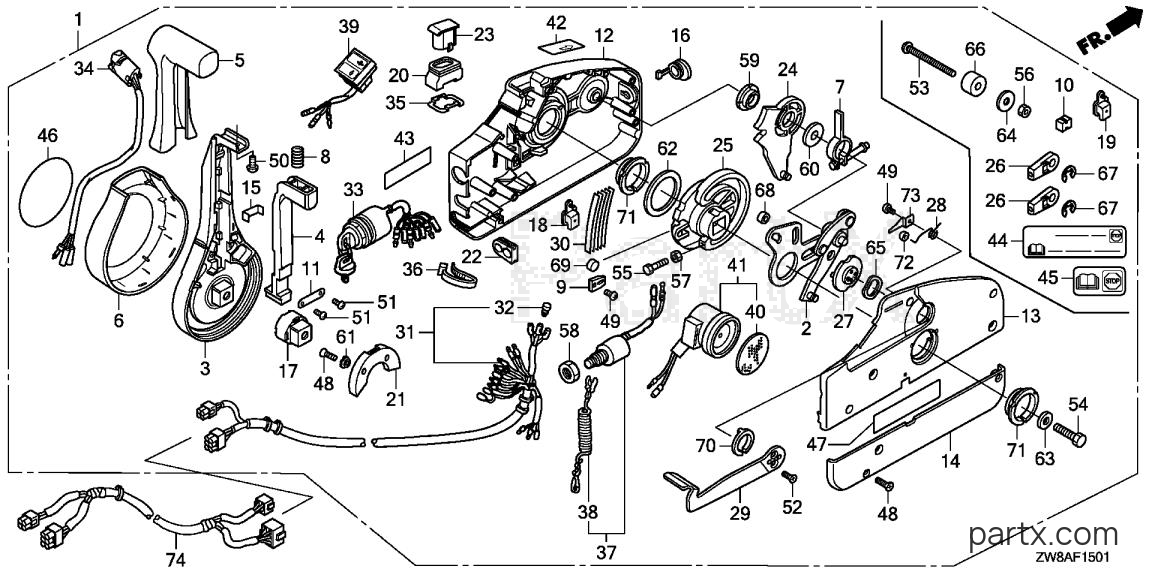 Honda BFP9.9D6 XRTA - REMOTE CONTROL (NHK MEC) (HANDLE CAP = CHROME)