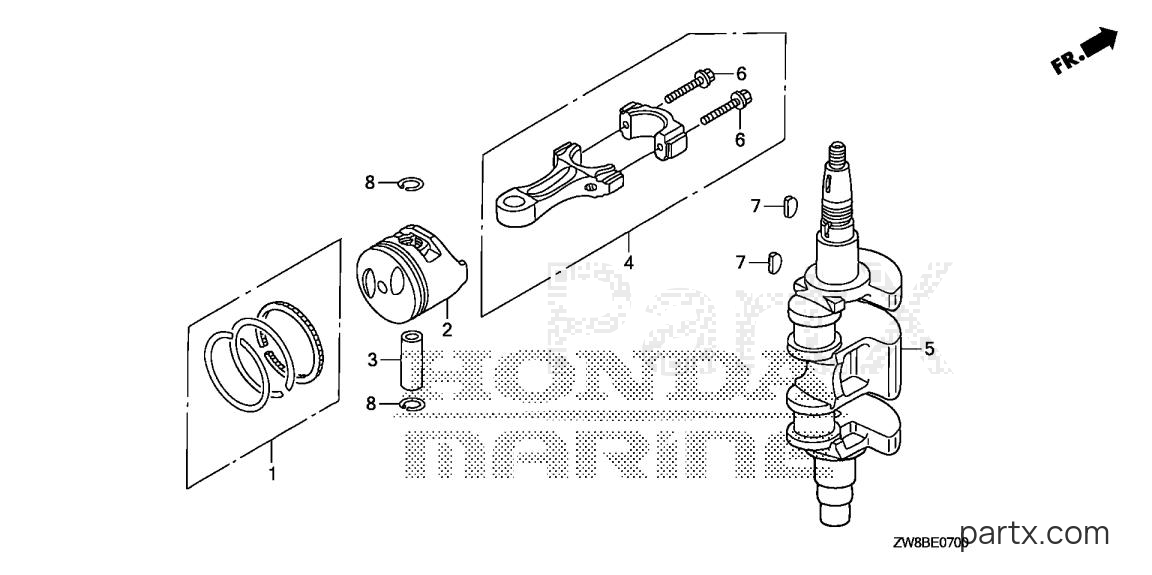 Honda BFP9.9DK0 LHA - CRANKSHAFT - PISTON