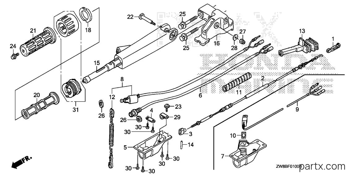 Honda BF9.9DK2 LHA - HANDLEBAR