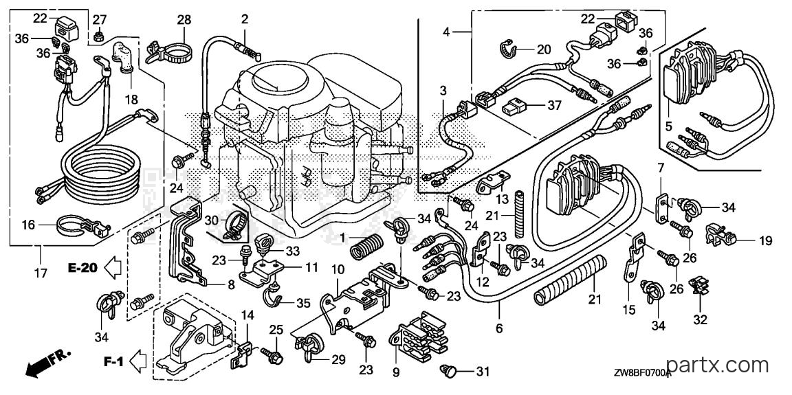 Honda BF8DK0 SHA - REGULATOR - STARTER CABLE (1)