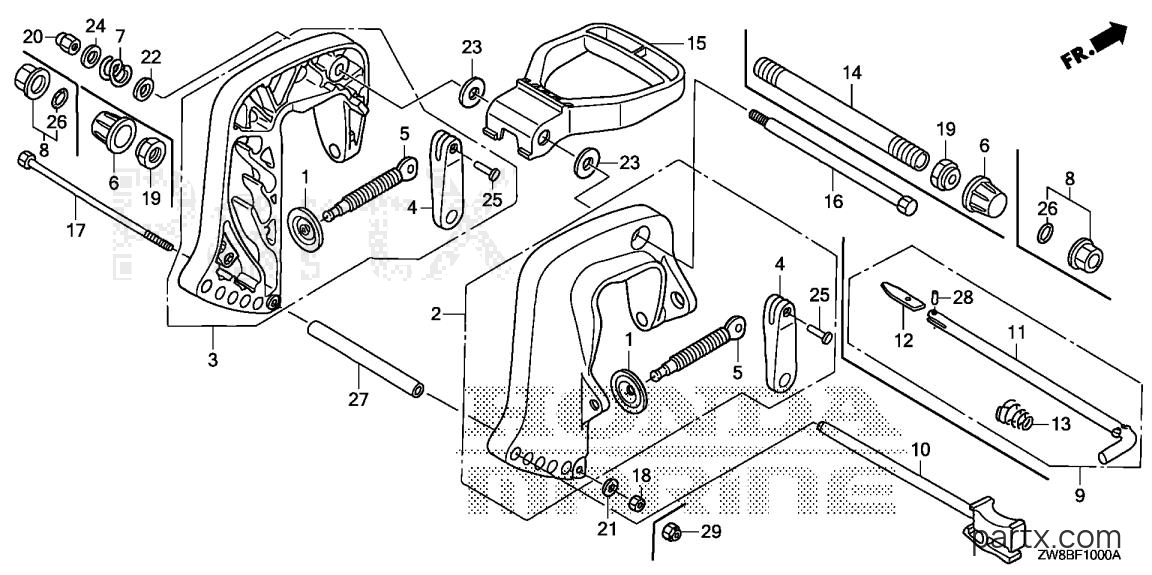 Honda BFP9.9DK2 XHSA - STERN BRACKET (1)