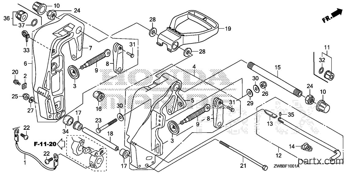Honda BFP9.9DK2 XHTA - STERN BRACKET (2)