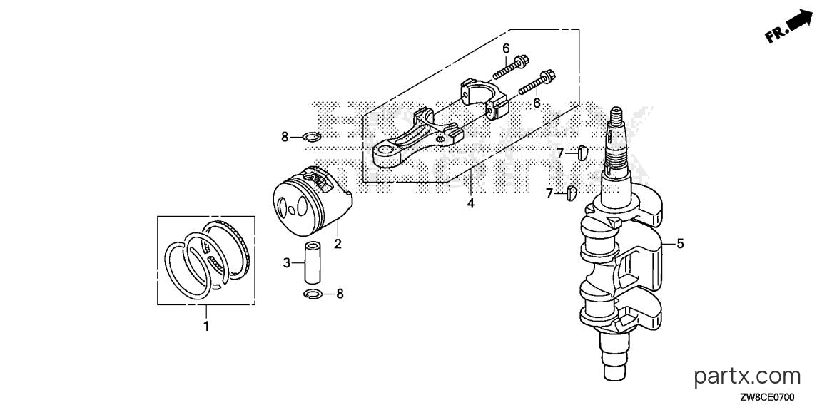Honda BFP9.9DK3 XHSA - CRANKSHAFT - PISTON