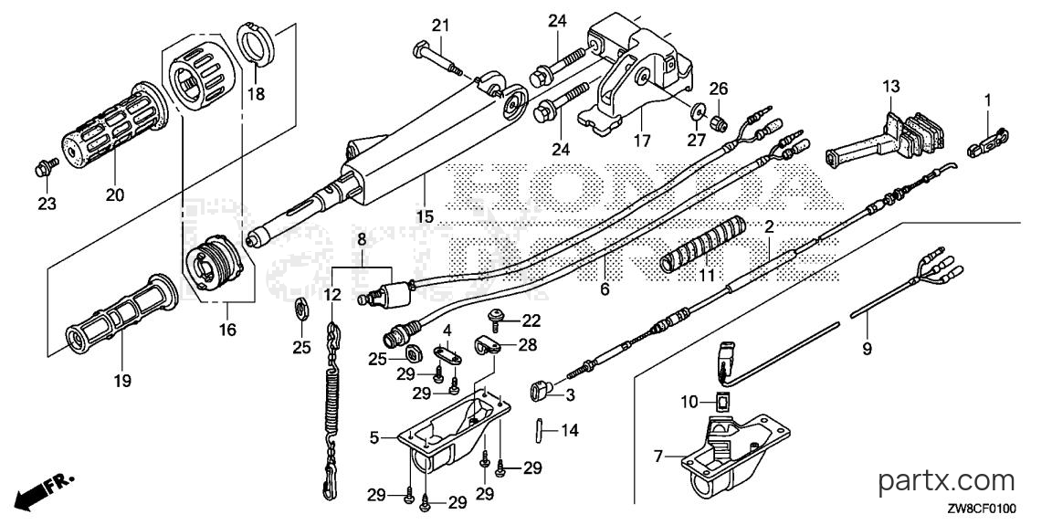 Honda BF8DK3 LHA - HANDLEBAR
