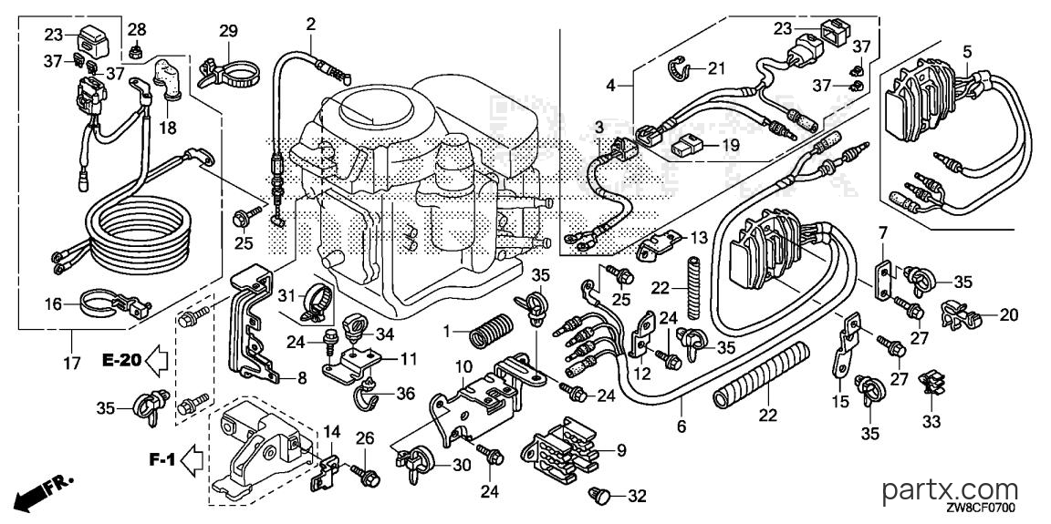 Honda BF9.9DK3 LRA - REGULATOR - STARTER CABLE (1)