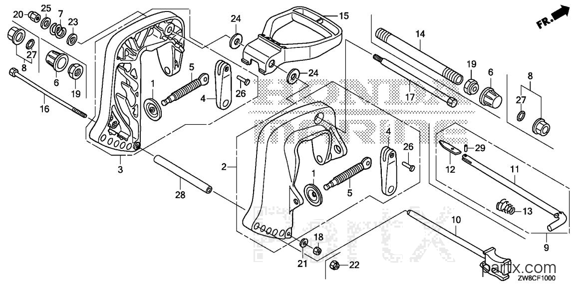Honda BFP9.9DK3 XHSA - STERN BRACKET (1)