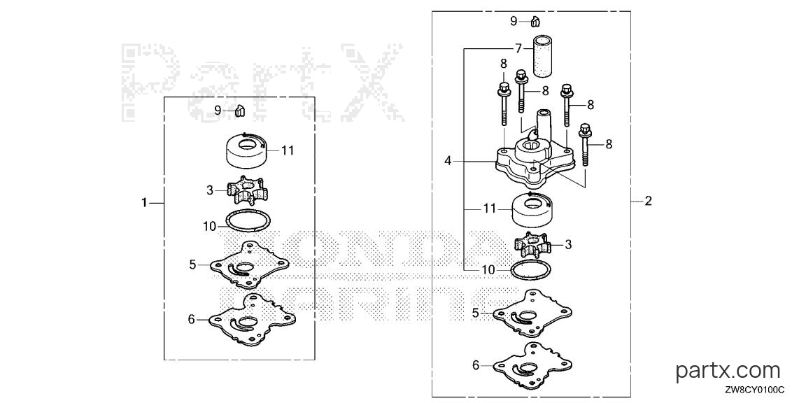 Honda BF9.9DK3 LHSA - PUMP IMPELLER KIT