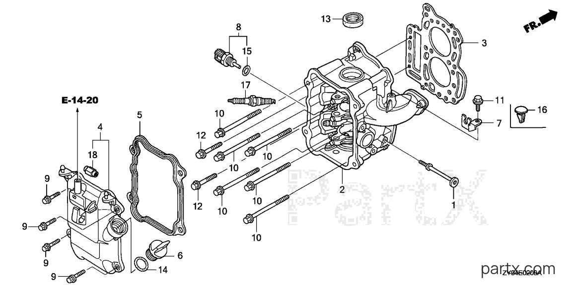Honda BF20D3 LHGA - CYLINDER HEAD