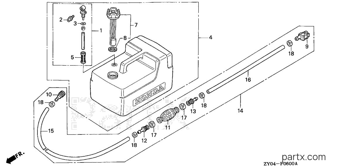 Honda BF20D3 SHSA - FUEL TANK