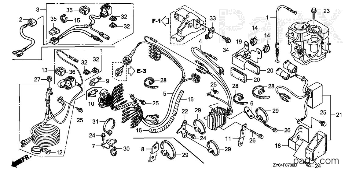 Honda BF20D3 XHTA - WIRE HARNESS - REGULATOR - STARTER CABLE (1)