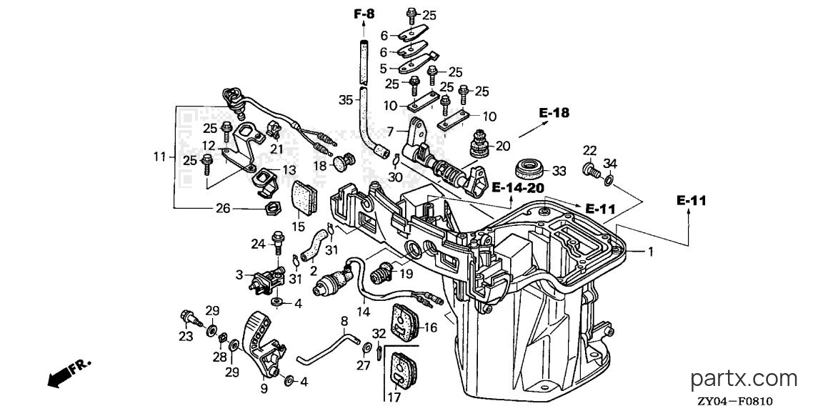 Honda BF20D4 LHA - OIL CASE - SHIFT SHAFT (HANDLE SPECIFICATION)