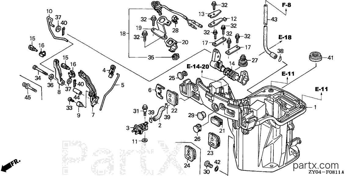 Honda BFP15D4 XRTA - OIL CASE - SHIFT SHAFT (REMOTE SPECIFICATION)