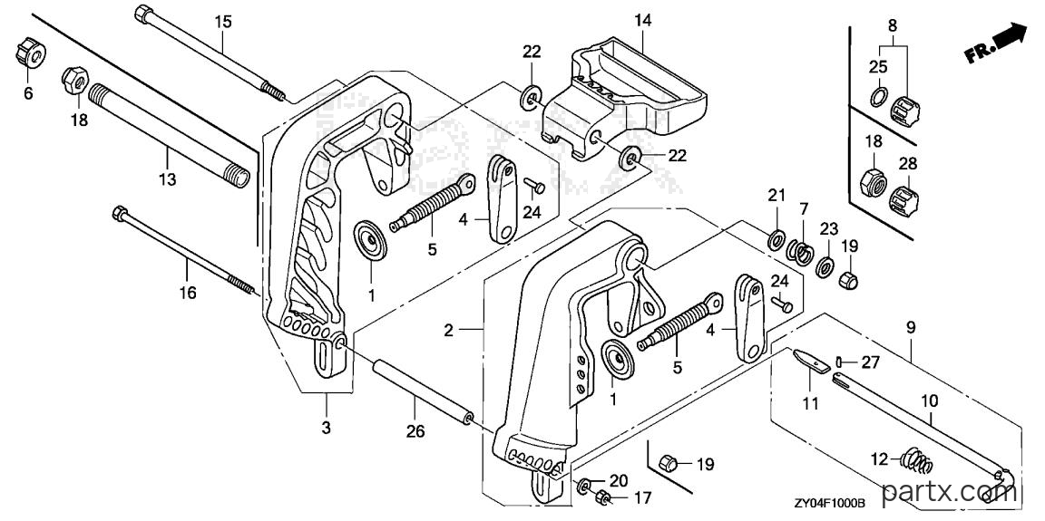 Honda BF15D3 LHSA - STERN BRACKET (1)
