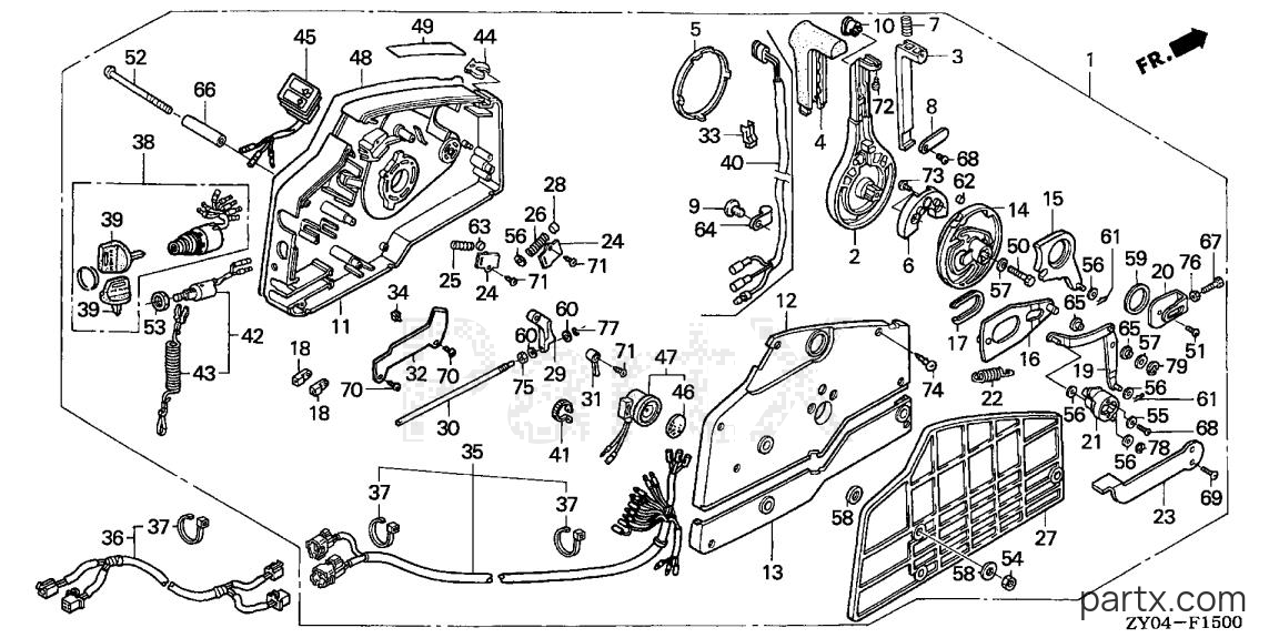 Honda BFP15D4 LRTA - REMOTE CONTROL (HI-LEX) (HANDLE CAP = GRAY)