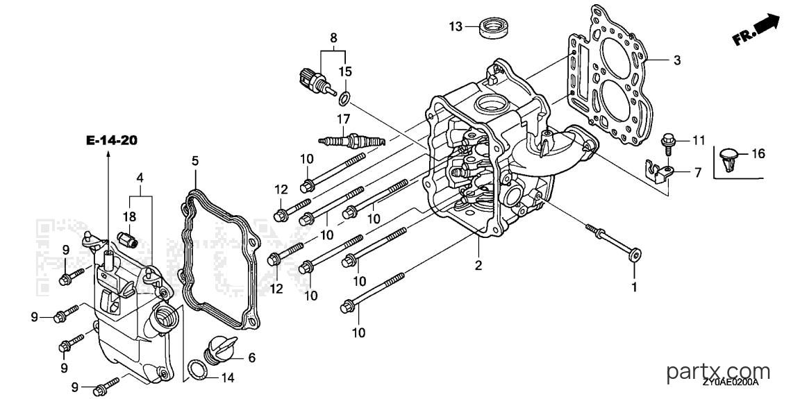Honda BF20D5 SRA - CYLINDER HEAD