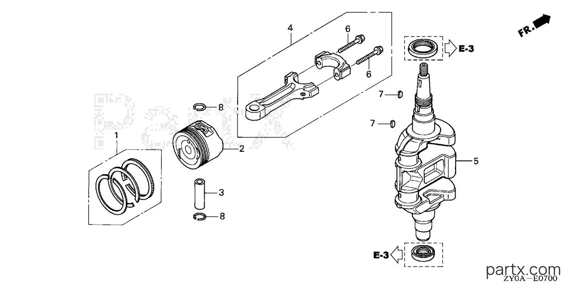 Honda BF15D6 SHA - CRANKSHAFT - PISTON