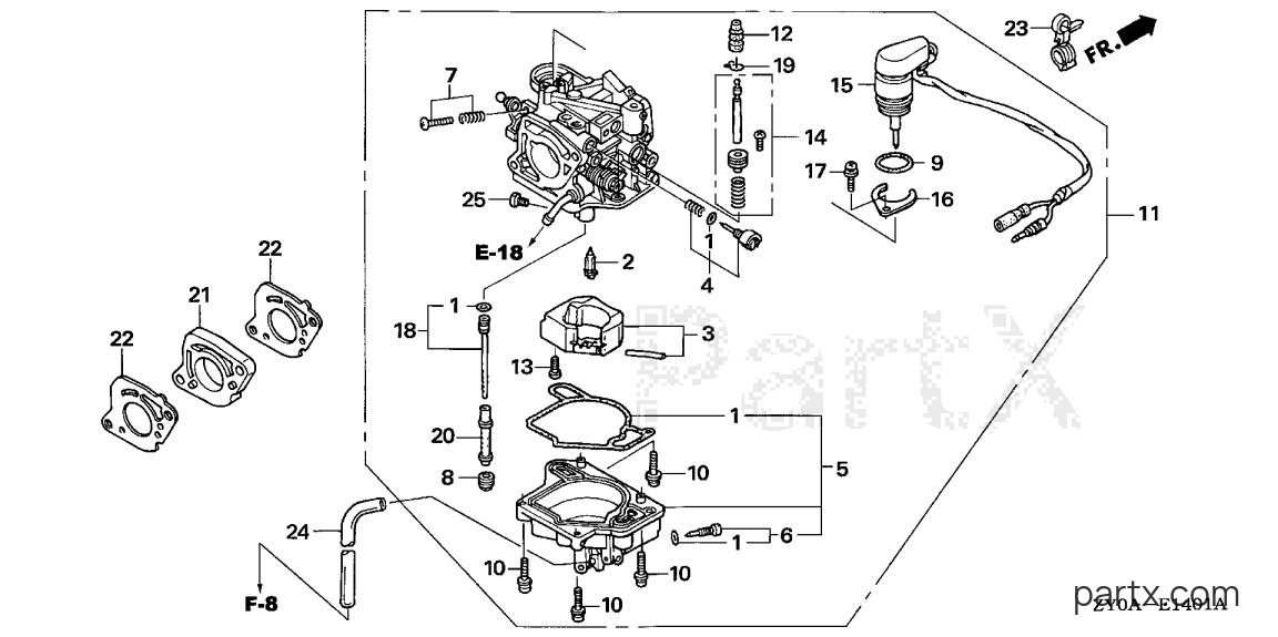Honda BF15D5 LHGA - CARBURETOR (AUTO)