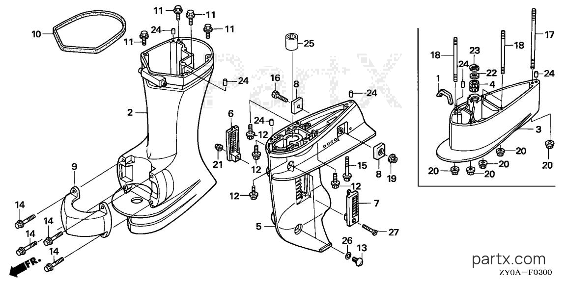 Honda BF20D6 SRA - GEAR CASE - EXTENSION CASE
