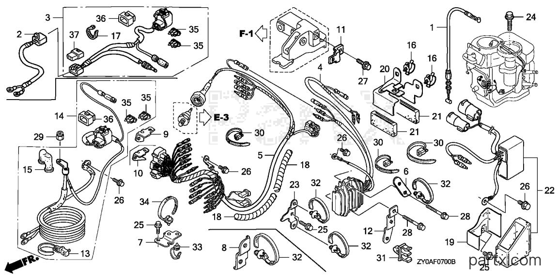 Honda BF15D6 SHTA - WIRE HARNESS - REGULATOR - STARTER CABLE (1)