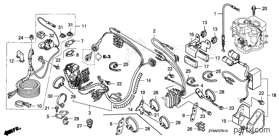 Honda BF20D5 SRA - WIRE HARNESS - REGULATOR - STARTER CABLE (2)