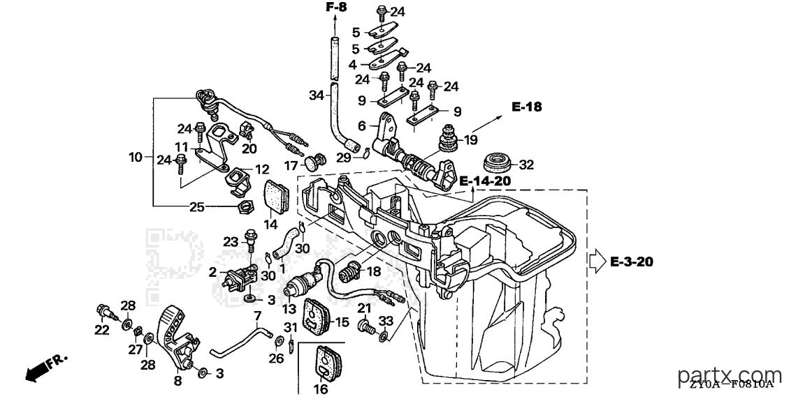 Honda BF20D6 LHSA - OIL CASE - SHIFT SHAFT (HANDLE SPECIFICATION)