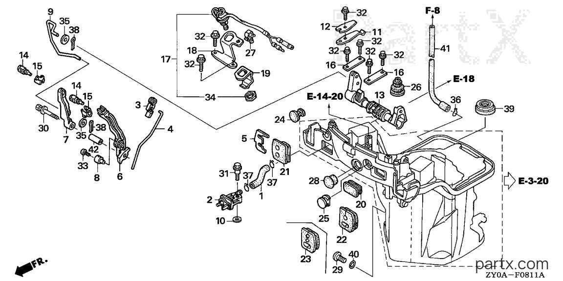 Honda BF15D6 LRTA - OIL CASE - SHIFT SHAFT (REMOTE SPECIFICATION)